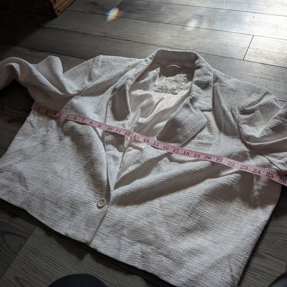 Abercrombie & Fitch Tweed Cropped Preppy White‎ Blazer Size XL - Picture 7 of 8